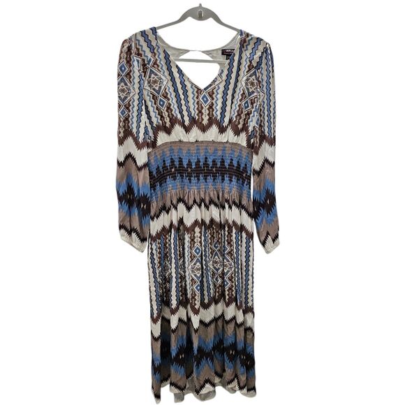 Ariat Dress Womens Large Chimayo Smocked Waist Centinela Traditional Arts Aztec - Picture 1 of 10